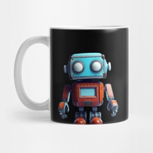 Retro Kid's Toy Robot -blue and red- 3D Character Design Mug